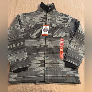 Men's Gray Patterned Lightweight Sherpa lined Shirt Jacket